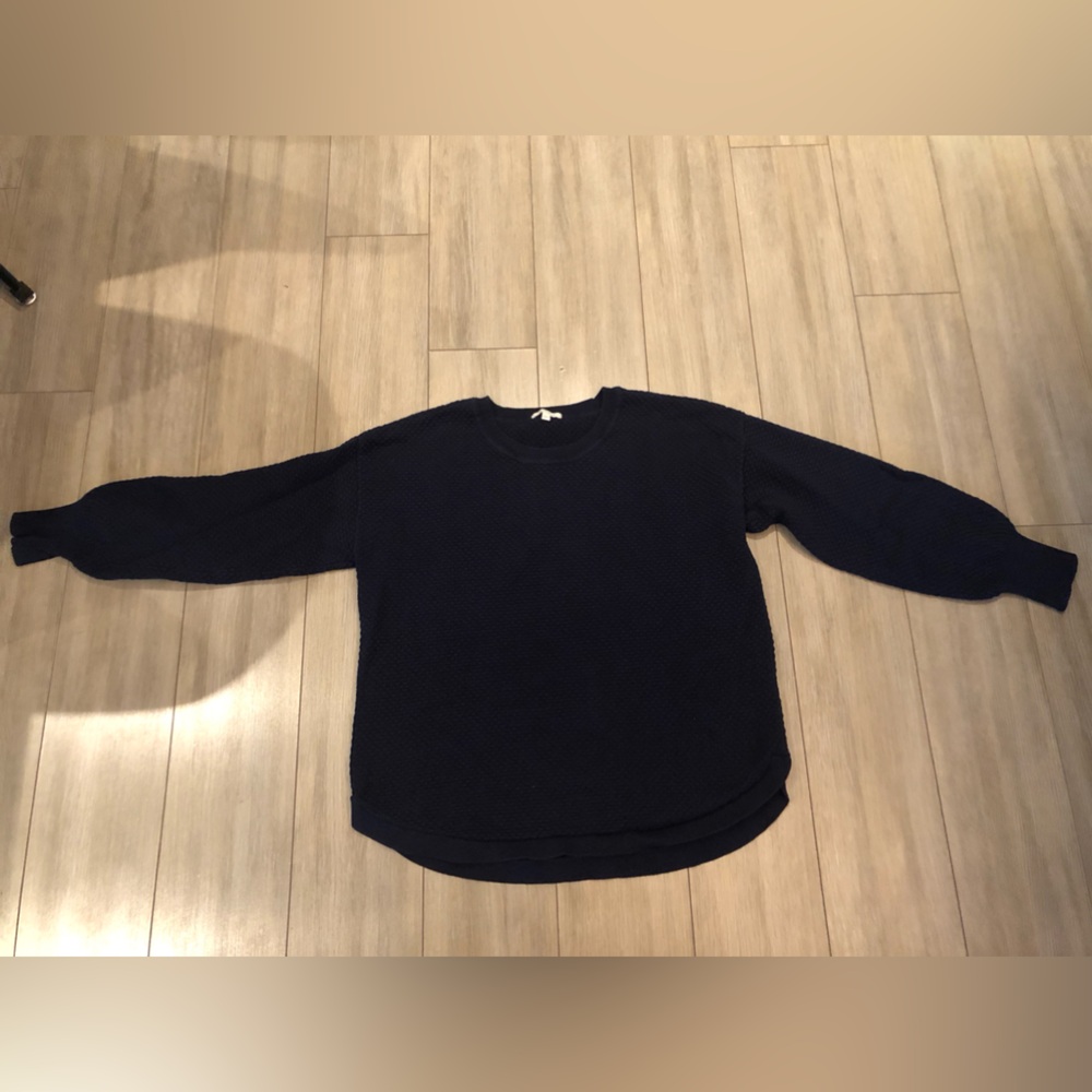 Matty M 100% cotton navy blue crew neck knit sweater